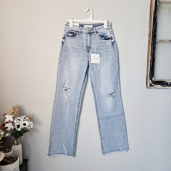 Vervet 90's Vintage Straight Wide Leg Light Wash Jeans Plus 14 16 18 20 - Picture 3 of 15